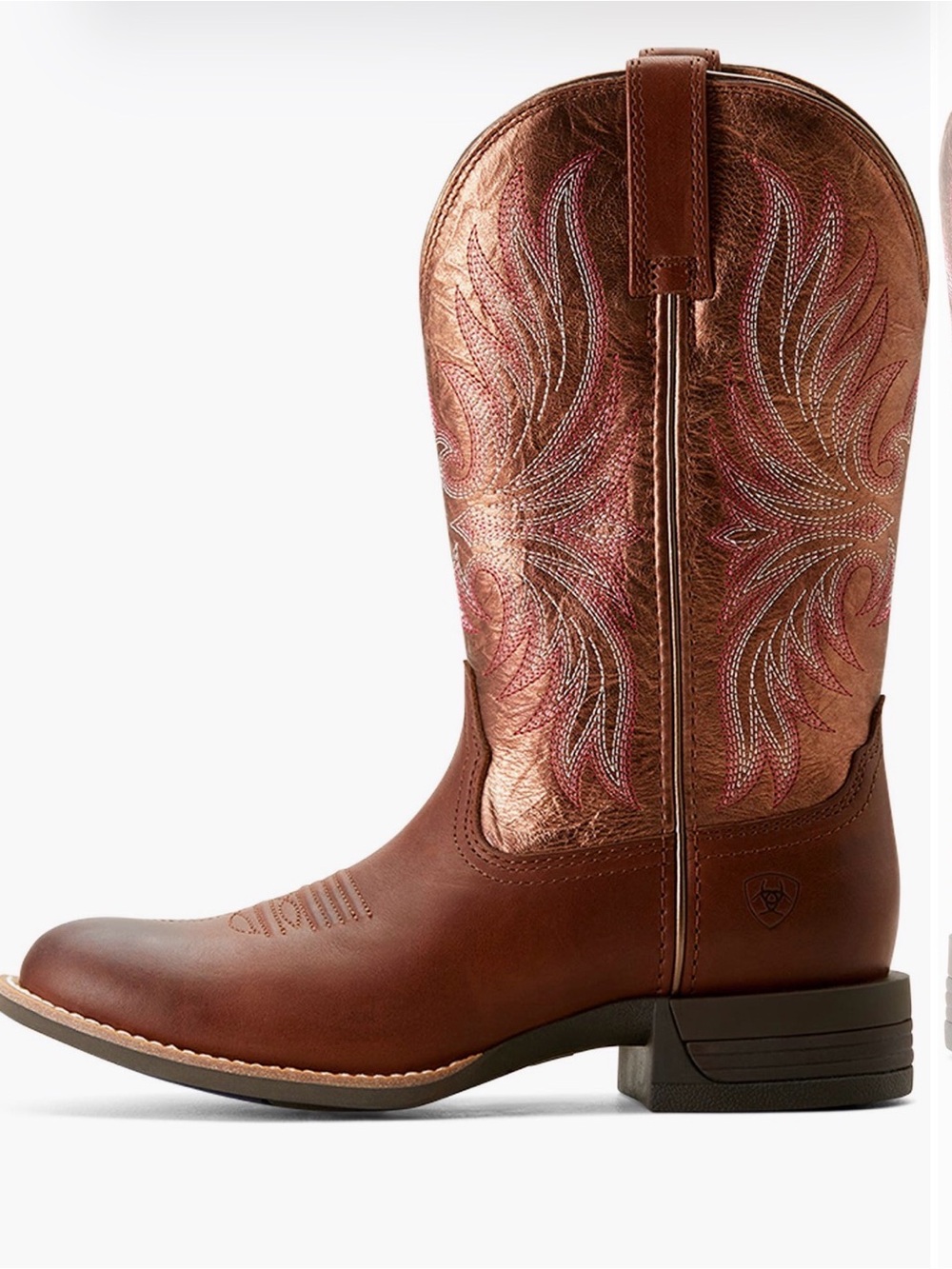 Ariat Copper Metallic Western Boots with Brown Foot